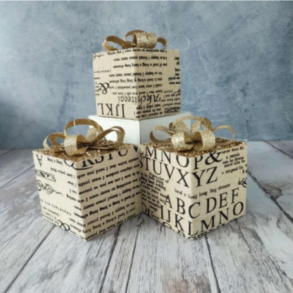 REGALO NAVIDAD BEIGE, MOÑO DORADO x6_1