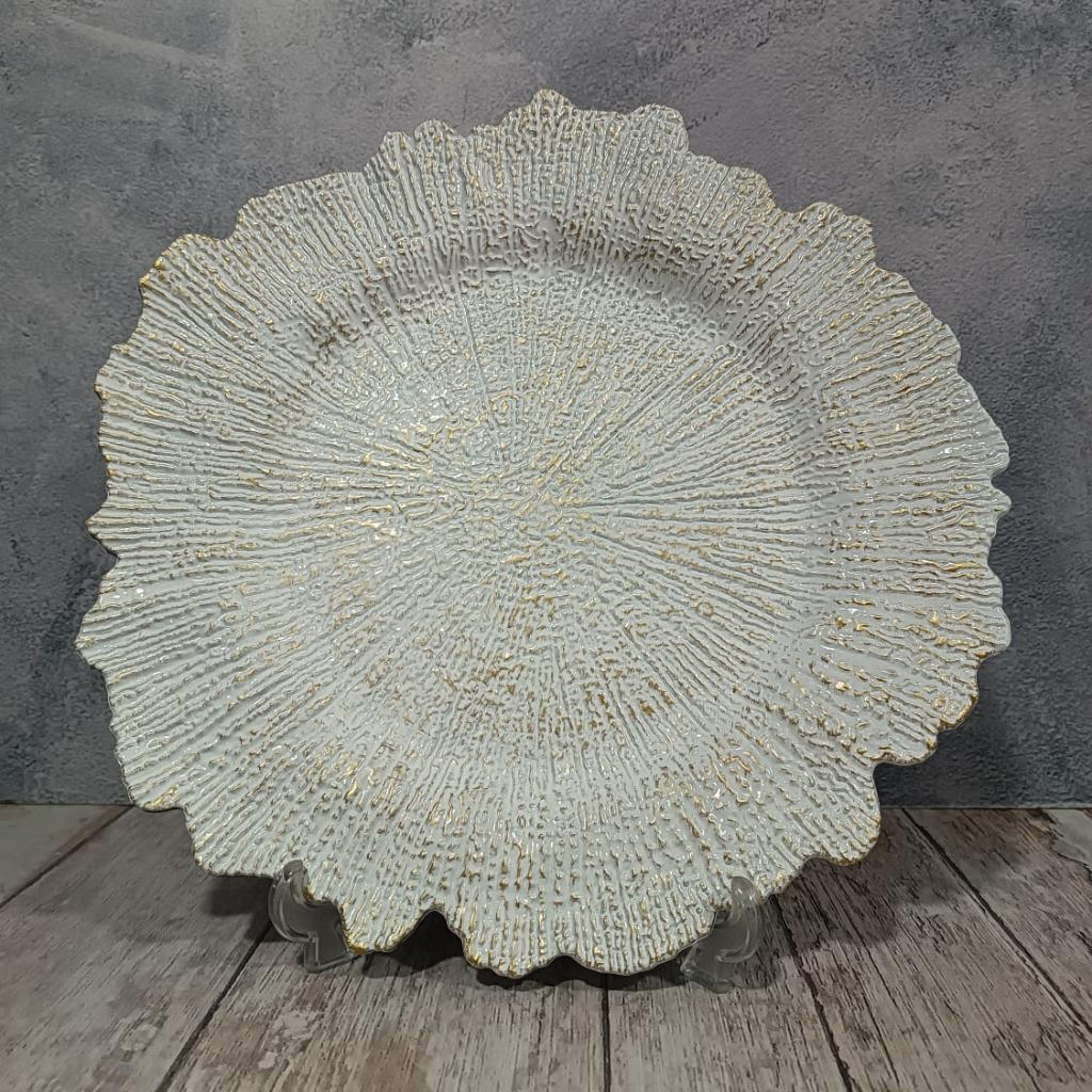 PLATO BLANCO CON ORO, 33,5CM  - MarkoRegalos
