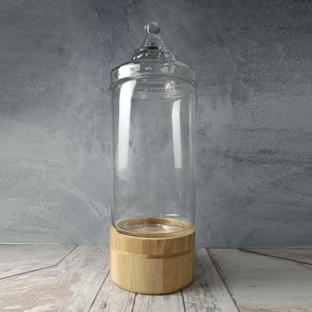 FLORERO VIDRIO MADERA, 13,5*54 CM  - MarkoRegalos