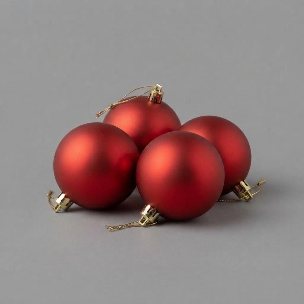 BOLA ROJA 10 CM SET X 4 PCS - MarkoRegalos