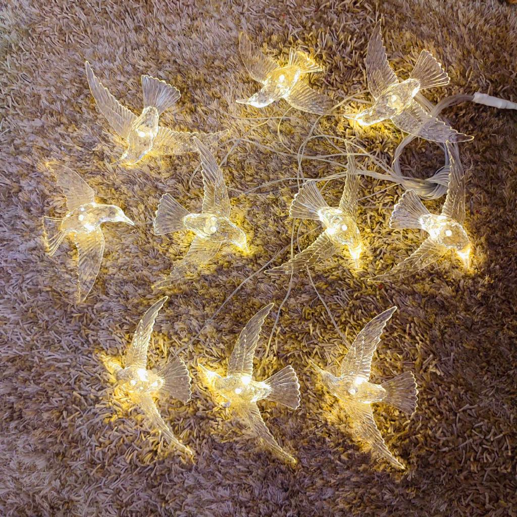 LUZ COLIBRI HUITZIL BOLA DE 24×16CM, CON 10 AVES - MarkoRegalos